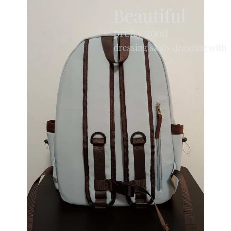 日系百搭撞色初中高中生书包休闲简约可套拉杆箱背包大容量双肩包详情20