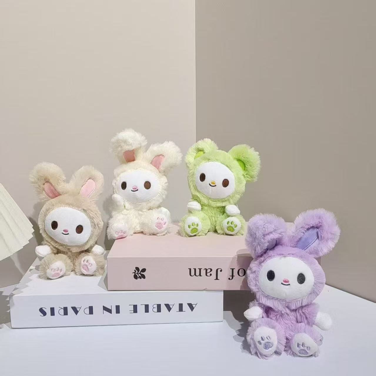 Cute milk shell bear rabbit plush pendant, little white rabbit doll bag, keychain, doll and doll accessories pic 1