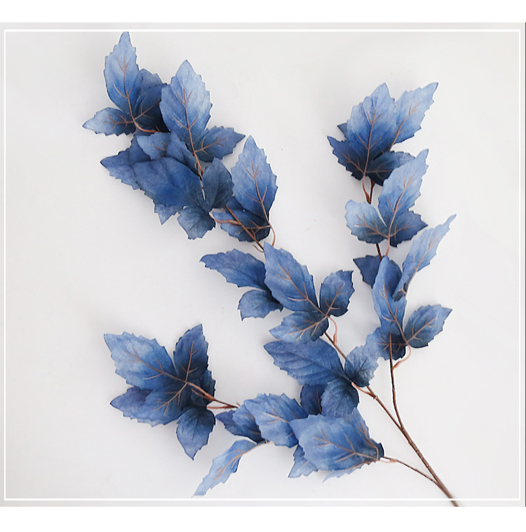 青岛仿真叶材单枝三叉婚礼吊顶装饰办公文化园艺仿真植物批发详情4