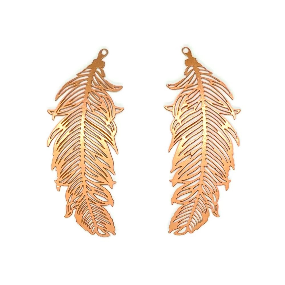 47*19mm欧美小众复古风镂空花纹彩色羽毛耳环 DIY手工项链配件 独特饰品其他分类详情8