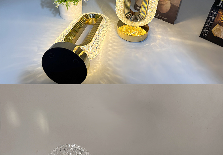 Crystal table lamp, electroplated process, track, European touch, bedroom, bedside, ambient night light, ambient light, bedroom pic 18