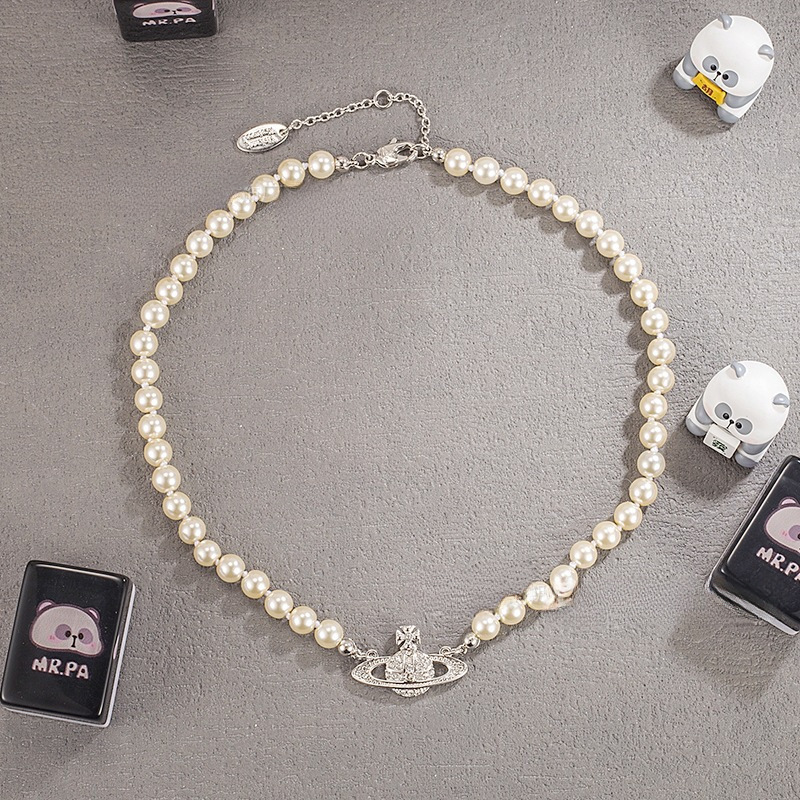 经典西太后土星珍珠项链高版满钻镶嵌施家玻璃珍珠锁链女娜娜同款详情7