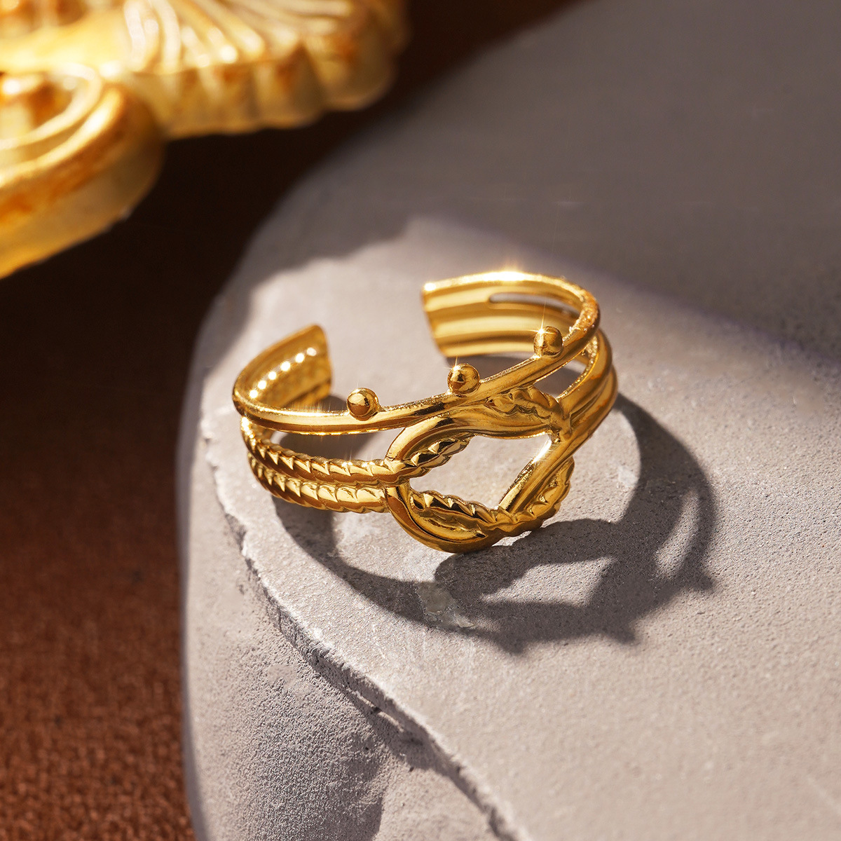 Retro European and American geometric stainless steel ring, non-fading shell geometric shape, fashionable and simple titanium steel index finger ring pic 36