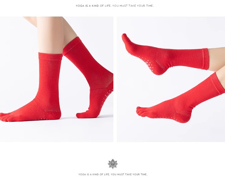 高端瑜伽袜子女微压力袜专业防滑中筒普拉提袜五指分趾运动袜详情15