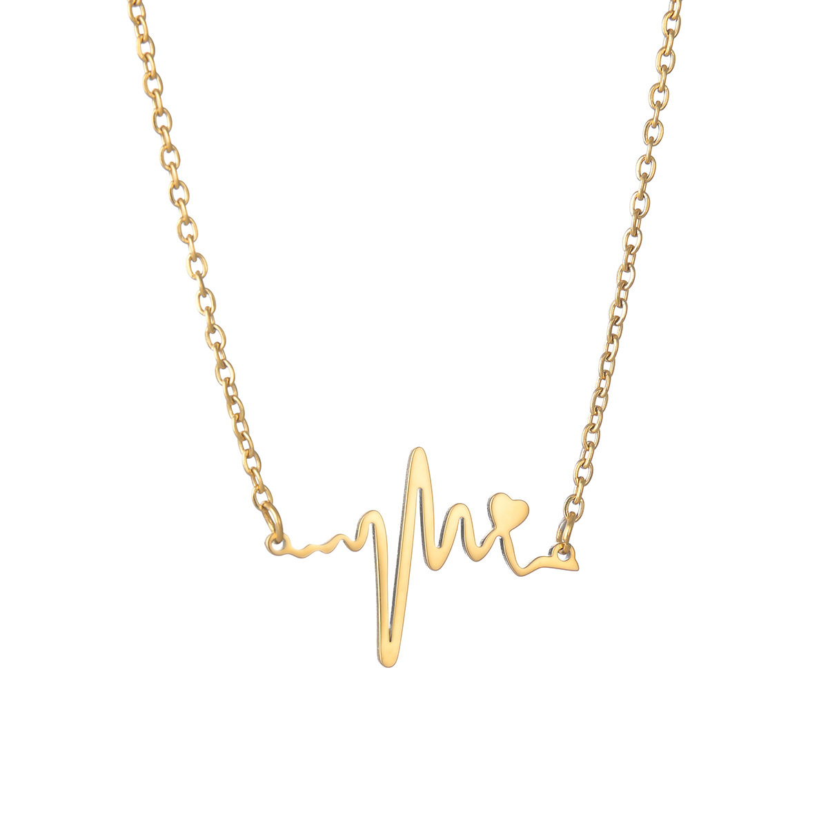 European and American popular accessories: simple, fashionable, neutral and versatile. Couple heartbeat heart titanium steel necklace, electroplated and non-fading pic 8