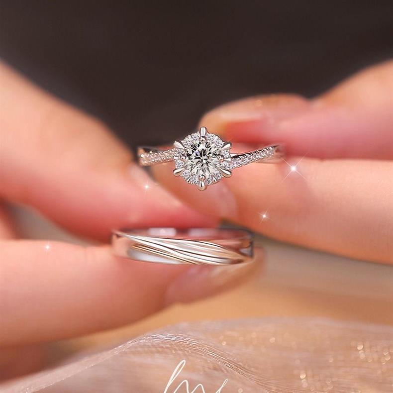 仿真假钻戒一对情侣结婚对戒活口可调节戒指求婚纱照礼仪式用道具详情8