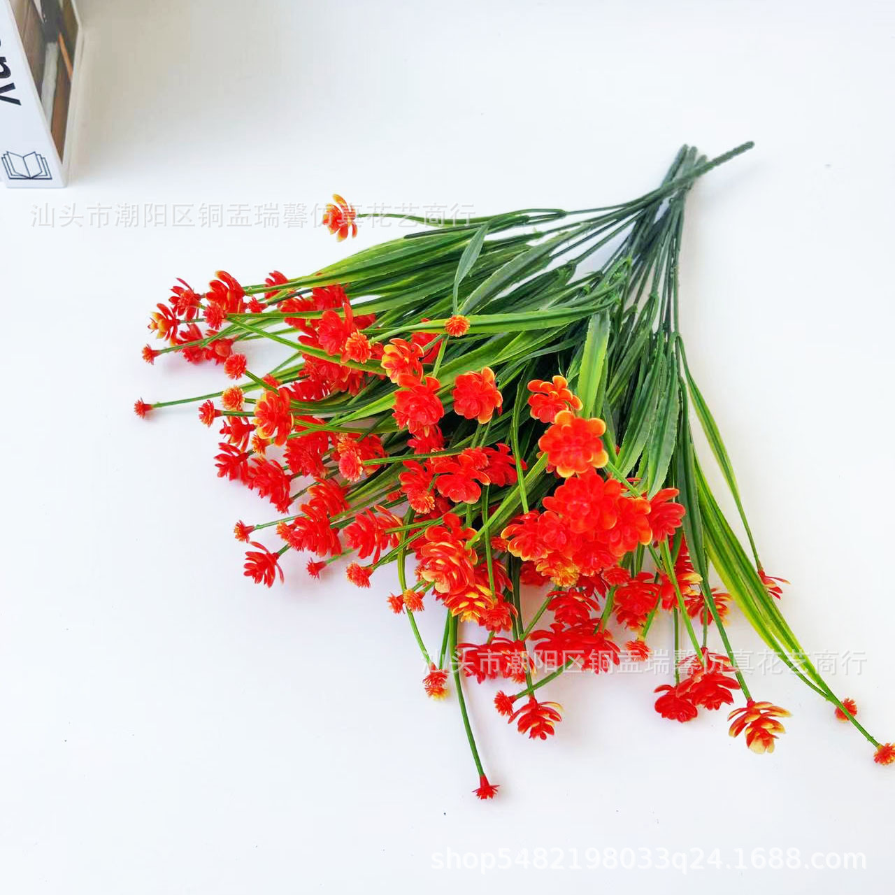 亚马逊跨境人造花7叉春草茶花仿真花满天星玫瑰花水仙花玉米花详情16