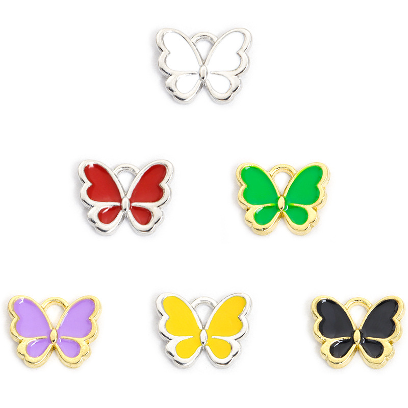 时尚炫彩蝴蝶滴油合金挂件 动物DIY饰品配件手链项链耳环吊坠配饰详情7