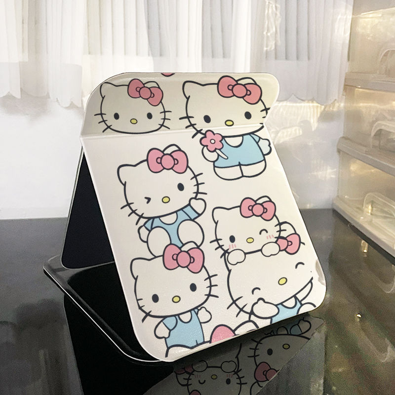 KT猫镜子可爱桌面折叠化妆镜卧室宿舍学生随时便携式无边框台式镜详情19