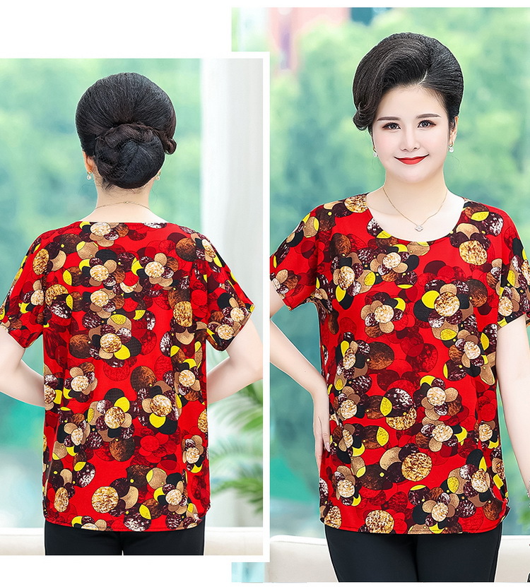 50岁60妈妈奶奶装宽松大码蝙蝠衫200斤短袖上衣中老年老太太T恤夏详情21