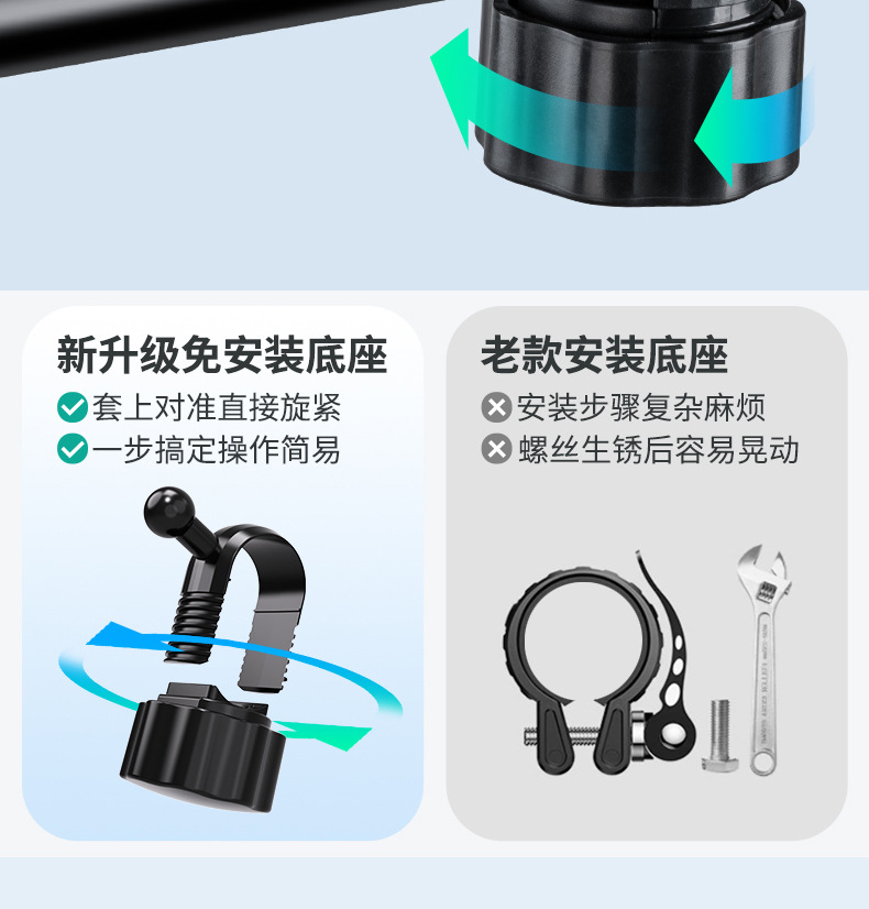 新款摩托车手机支架半包式左右夹电动车导航骑行自行车固定详情4