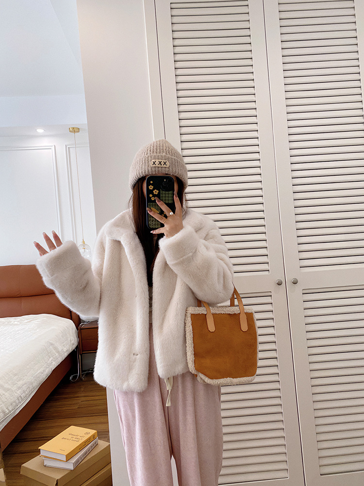 欧貂绒皮毛一体短款立领仿水貂毛外套环保皮草女秋冬新品通勤风详情34