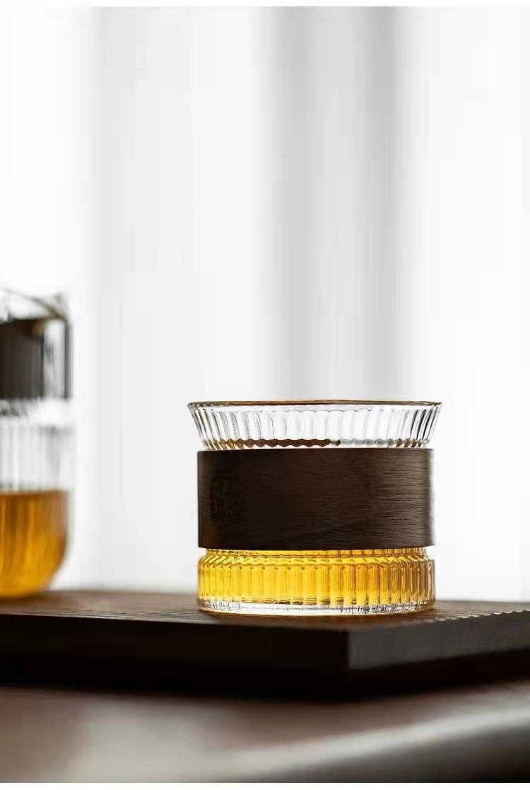 日式竖纹玻璃茶杯防烫隔热茶具泡茶公道杯茶器个人主人杯功夫茶详情20