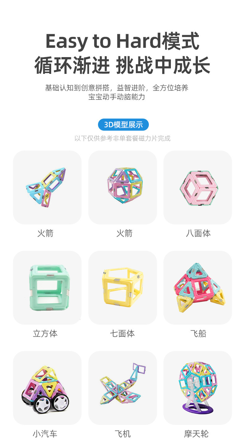 磁性积木玩具英伦配色城堡积木幼儿48pcs创意/益智玩具3-6岁儿童详情11