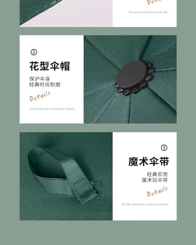 Three-fold fully automatic black rubber sun protection and shade umbrella, all-weather folding sun umbrella, umbrella printed logo advertising umbrella pic 17