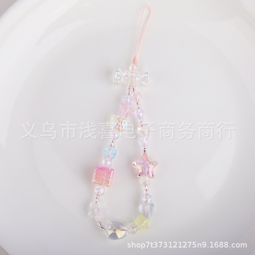 Original butterfly mobile phone chain, heart square, star, bead pendant, beaded mobile phone pendant, camera and mobile phone case pendant pic 3
