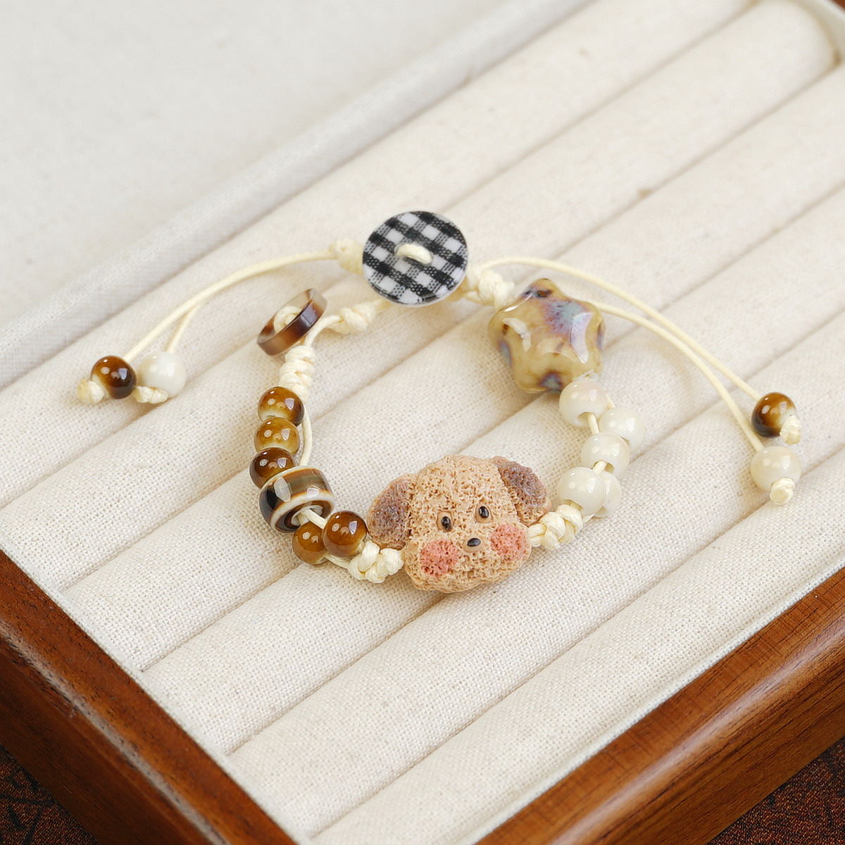 Wholesale of Jingdezhen temperament ceramic bracelets with ethnic style, Maillard color series and New China style Teddy dog bracelets pic 4