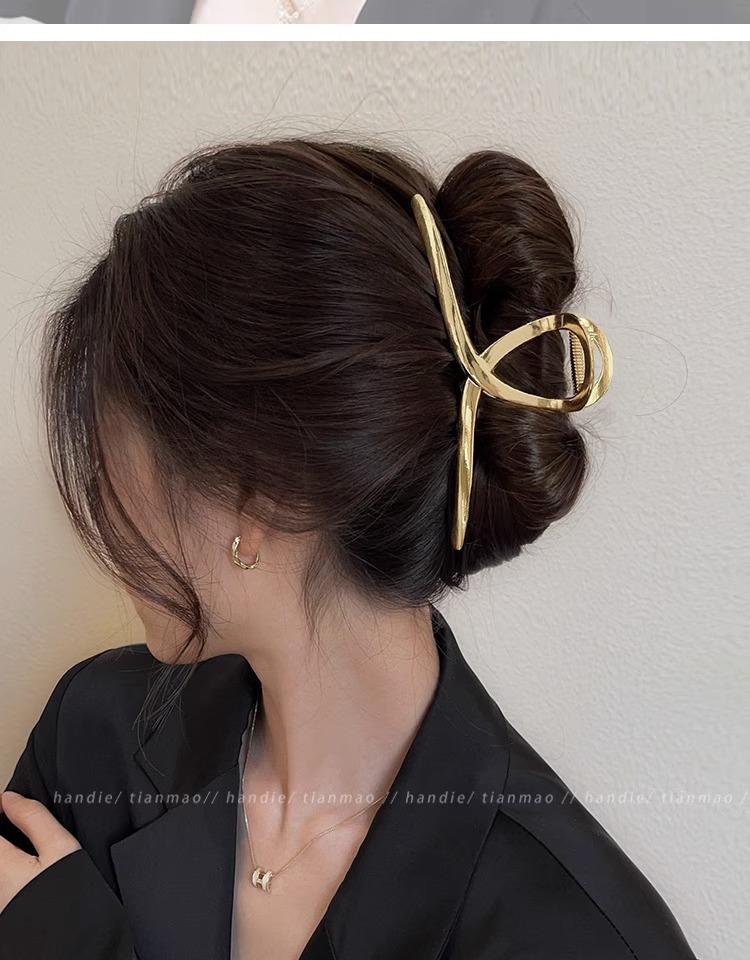 High-end, large shark clip, metal, extra-large grabber, with a large amount of hair, clip headwear, hair clip, and hair accessory for the back of the head of women pic 4