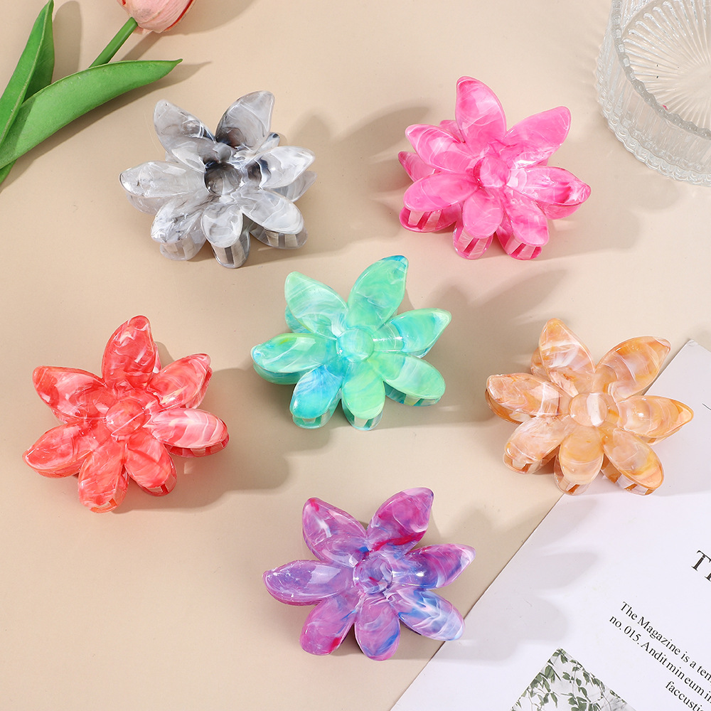 2025年夏季新款多巴胺大理石纹发夹饰品抓夹紫荆花高级感鲨鱼夹详情20