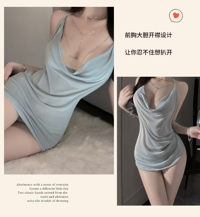 曼欲情趣内衣鎏金舞动纯欲挂脖网纱荡领女显身材精致性感睡裙9339详情20