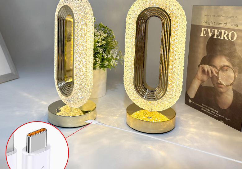 Crystal table lamp, electroplated process, track, European touch, bedroom, bedside, ambient night light, ambient light, bedroom pic 13