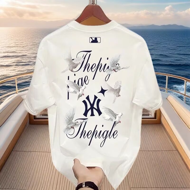 National trendy summer 2025 camiseta de manga corta hombre estampado cuello redondo cuerpo adolescente legging suelto camiseta pic 13