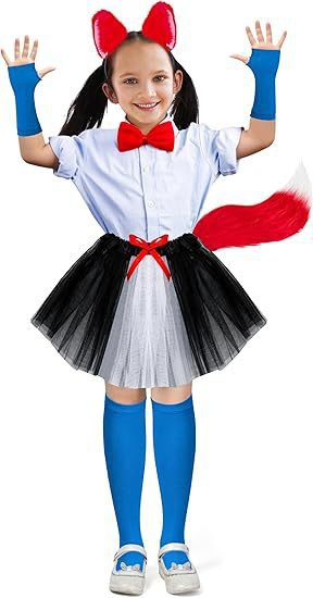 2026跨境亚马逊猫娘狐狸尾巴袜子红发耳朵万圣节服饰cos装扮猫现详情13