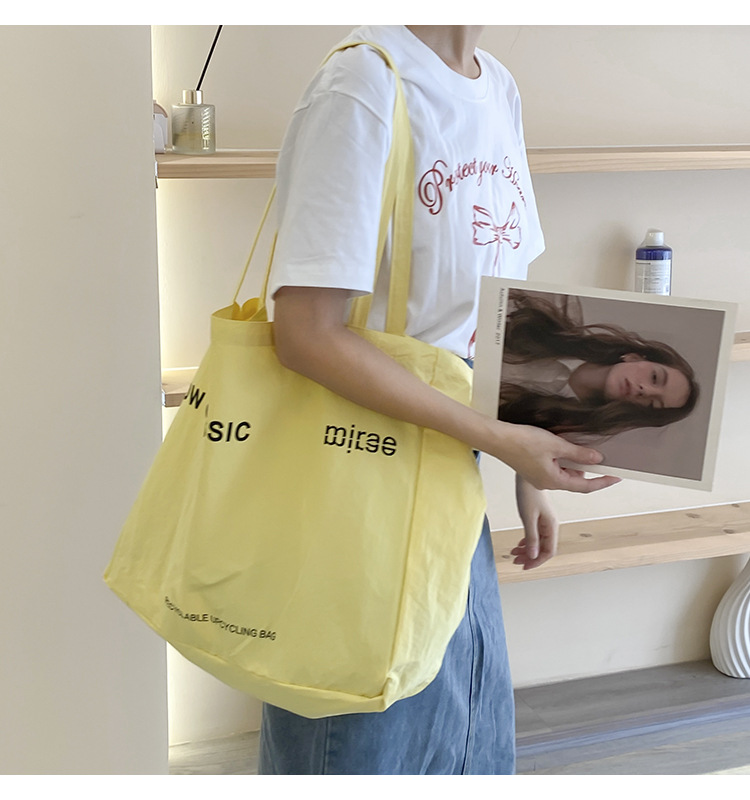 热巴同款帆布包LOWCLASSIC大容量通勤单肩包简约购物袋潮百搭详情28