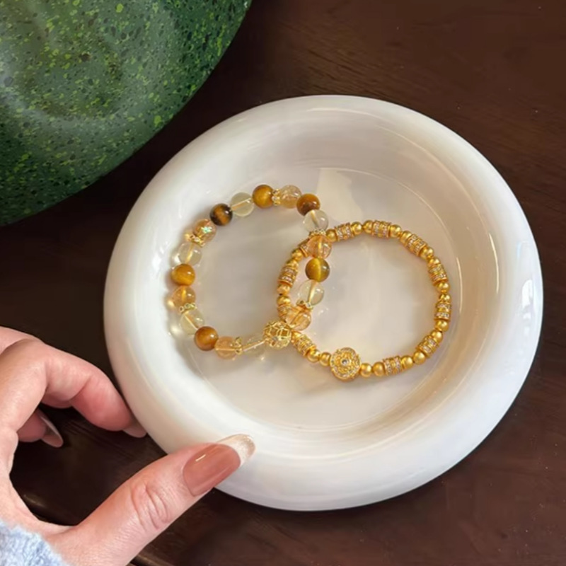 金发晶黄水晶手链黄虎眼石小众设计感黄镂空绣球手串闺蜜生日礼物详情14