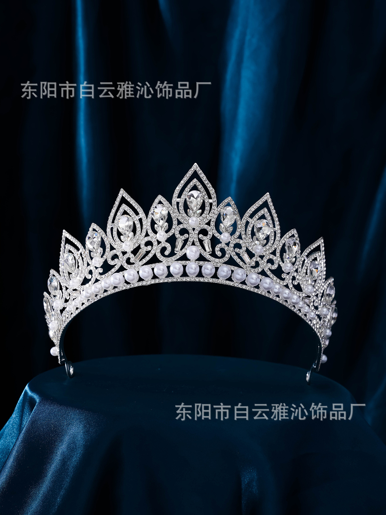 New diamond silver princess headwear, grand wedding dress, super glittering crystal, luxurious goddess bride wedding crown pic 10