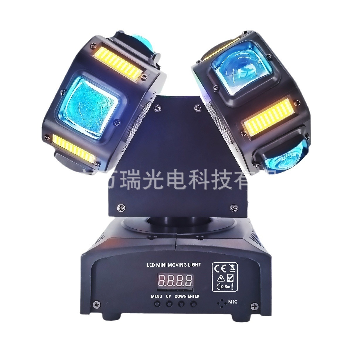 摇头光束激光灯双头小壁虎LED舞台频闪无极旋转KTV酒吧蹦迪图案详情9