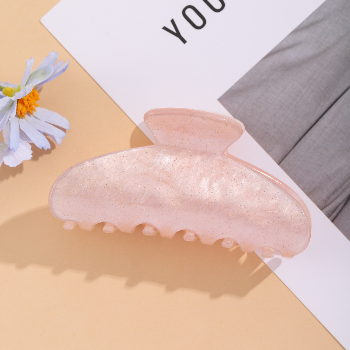 韩版时尚星空亚克力抓夹女式顶夹头饰闪粉糖果色高马尾发夹批发详情7