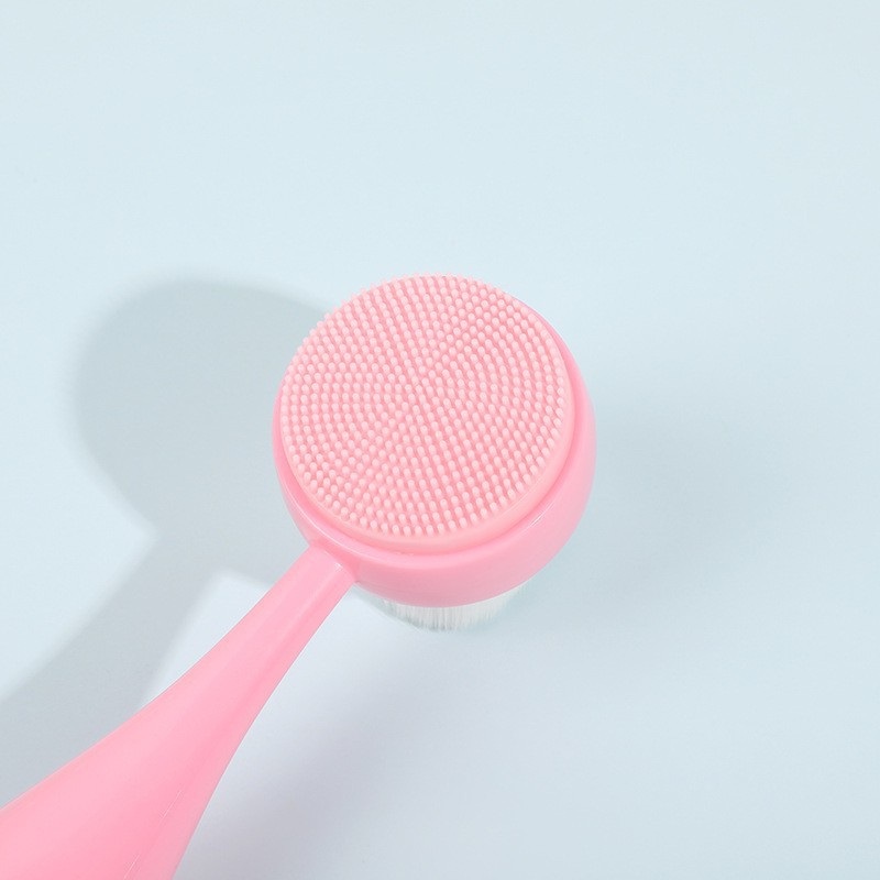 Bowling ball round handle double-sided facial cleansing brush, blackhead cleaning facial cleansing device, facial cleansing brush, soft bristle facial cleansing silicone facial cleansing brush pic 5