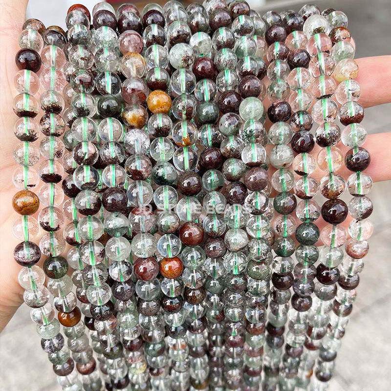 Wholesale of multi-material natural crystal round beads, white crystal, strawberry crystal, hair crystal bracelets, loose beads, diy jewelry accessories, and beads pic 42