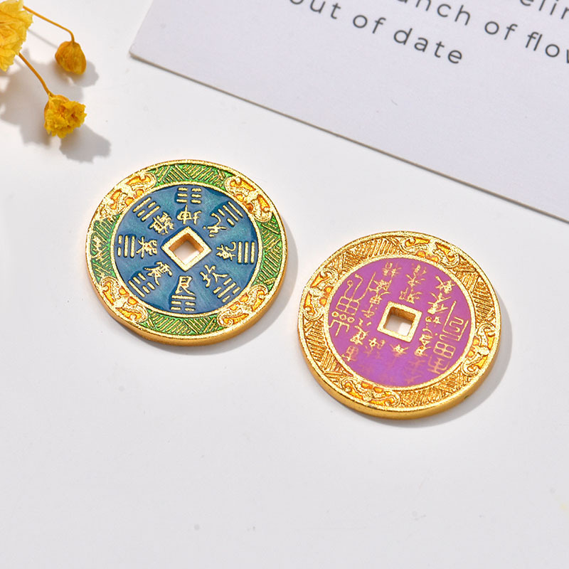 古法金财神铜钱八卦六字真言藏文经隔片diy饰品配件批发工艺品礼品收藏详情5