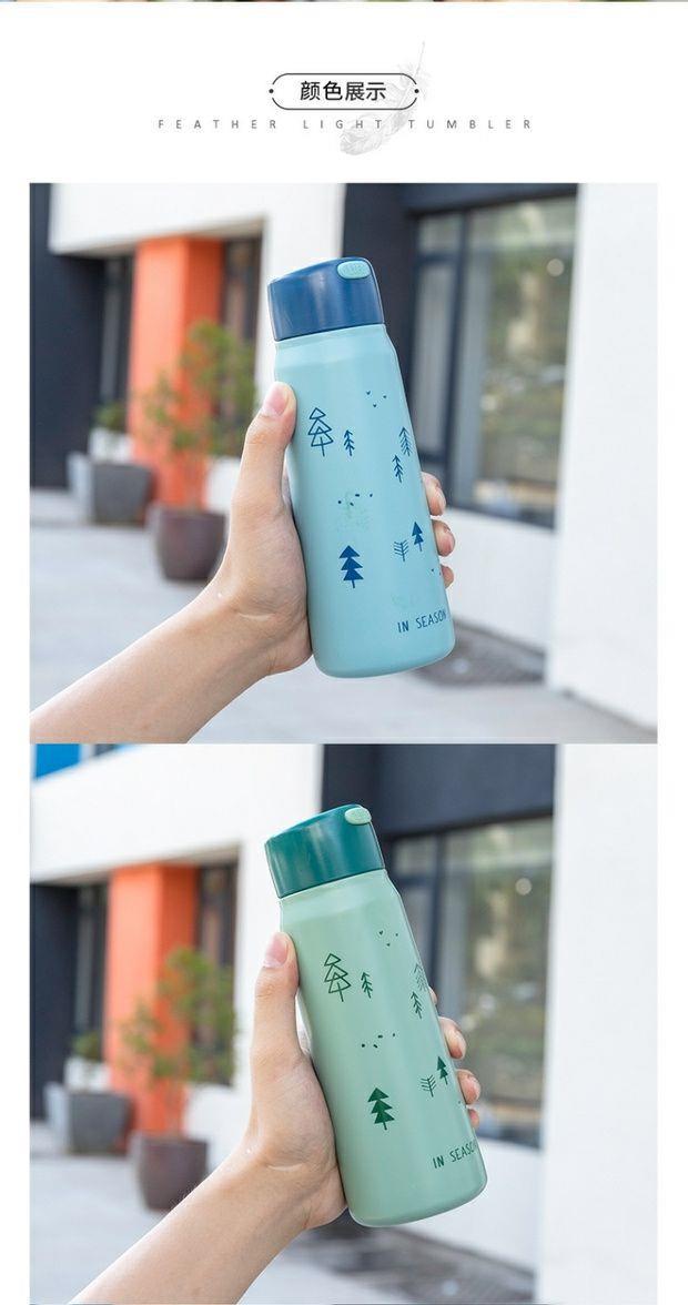 小清新森纸季保温杯硅胶提绳便携随手杯304不锈钢礼品学生水杯子详情7