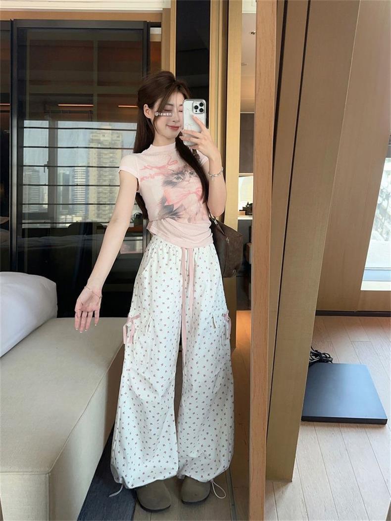 甜辣时尚女猫咪2024新款印花短款修身T恤夏季内搭纯欲ins外穿上衣详情5