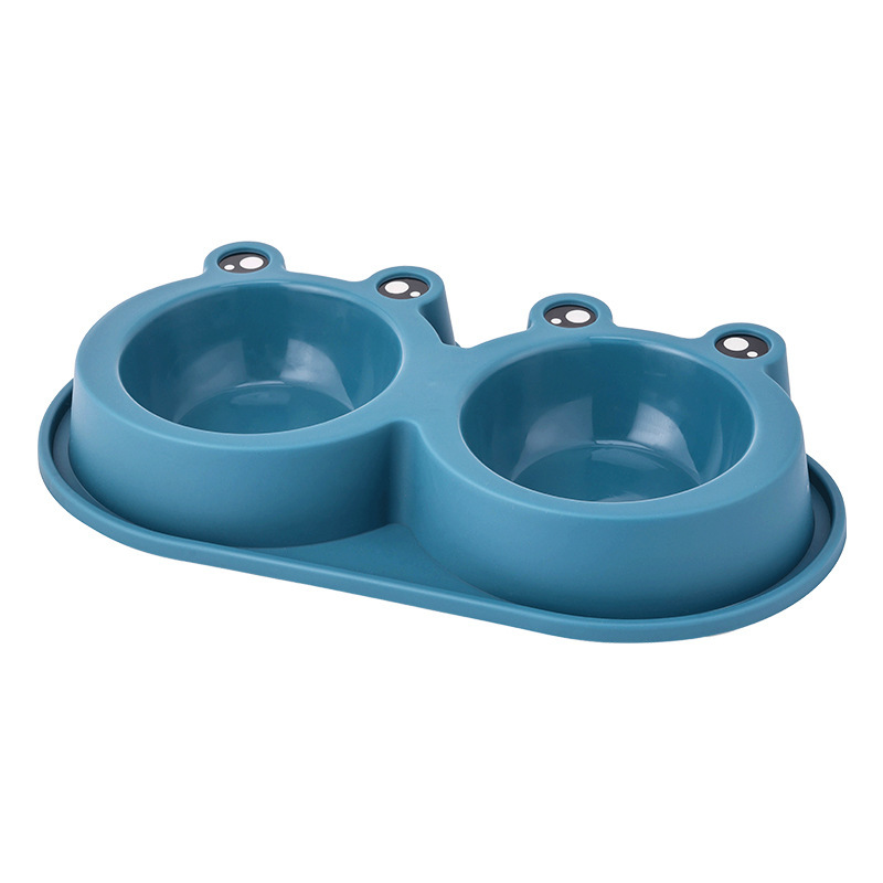 跨境新糖果色大号卡通青蛙宠物双碗不锈钢狗碗宠物用品猫狗防滑碗详情6