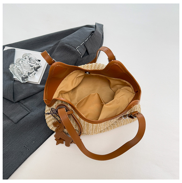 Large-capacity tote bag for women, 2025 new style hand-woven straw bag, commuting, seaside vacation, beach single-shoulder bag, national trend bag pic 28