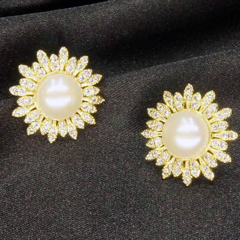 天然淡水5A珍珠耳钉微镶锆石镂空925银耳饰24年新款高级感女轻奢详情13