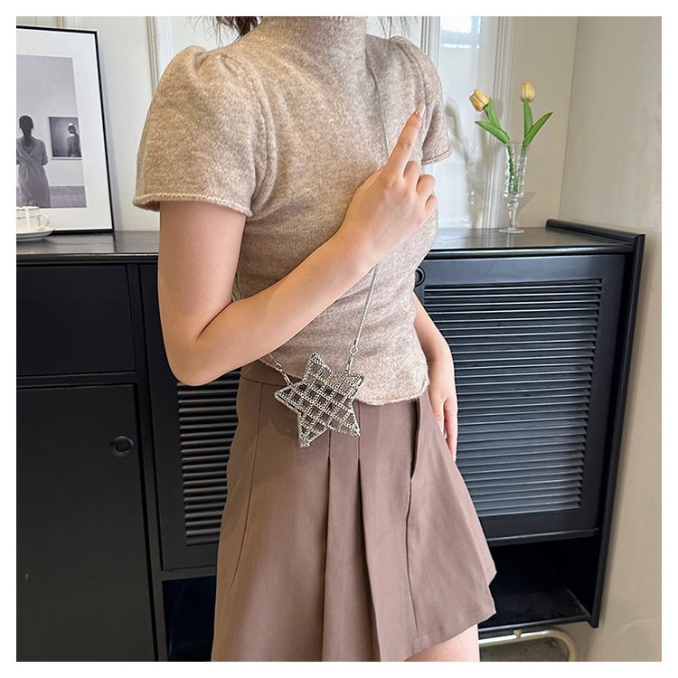 跨境2024夏新款小香风镂空金属星星包晚宴包单肩斜挎气质链条女包详情66