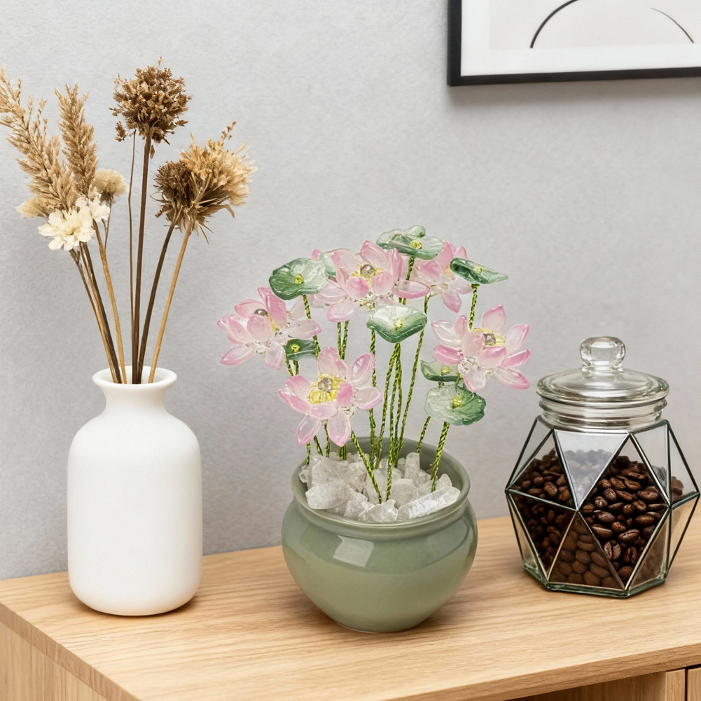 厂家批发网红莲莲清新荷花新款车载摆件工艺品送礼装饰用品男女详情19