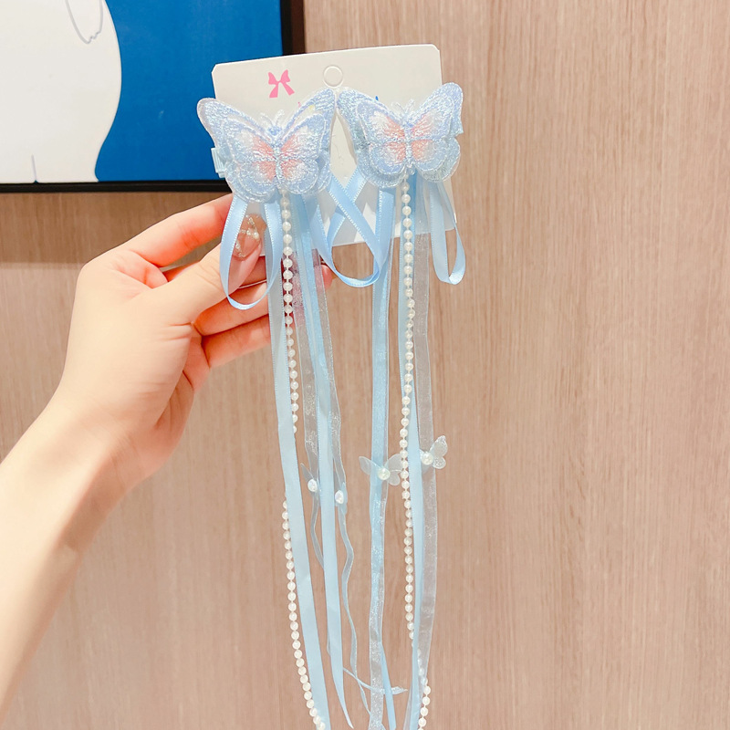 韩版小清新女童发夹双层刺绣蝴蝶结鸭嘴夹宝宝发卡少女古风对夹详情29