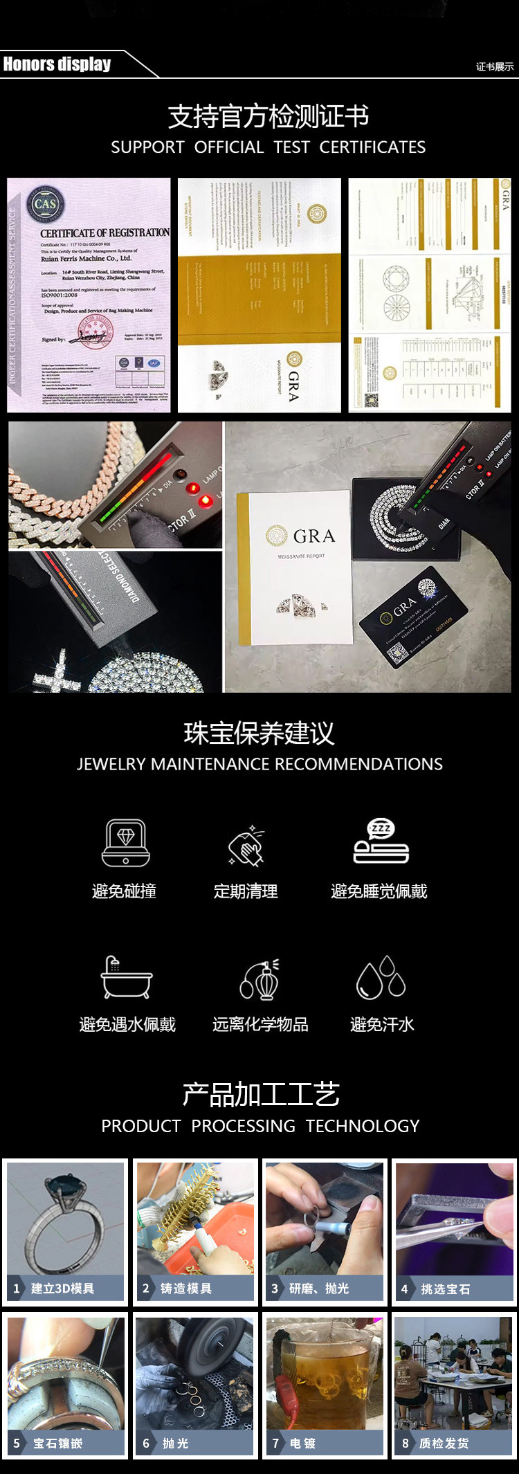 欧美嘻哈镶钻繁星项链男士百搭银色个性hiphop跨境配饰批发吊坠详情8