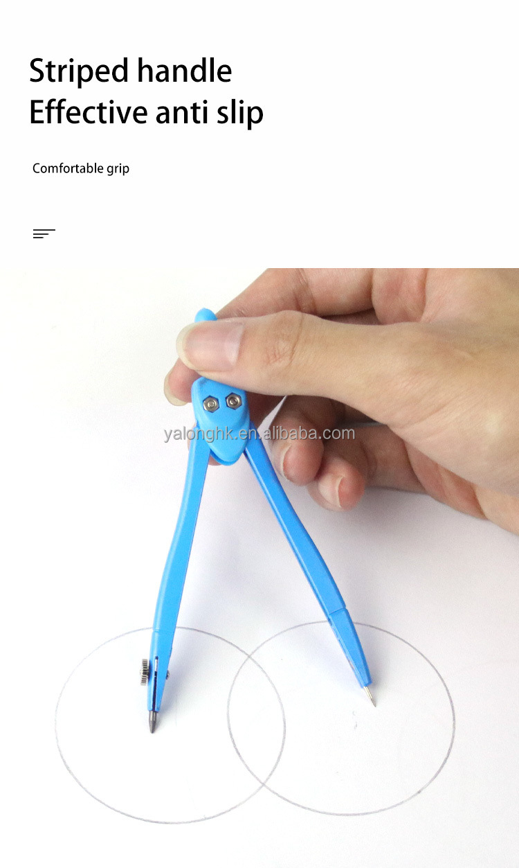 Yalong Cross-border Classical 3-color student metal compass, zinc alloy material compass, for geometric drawing pic 6