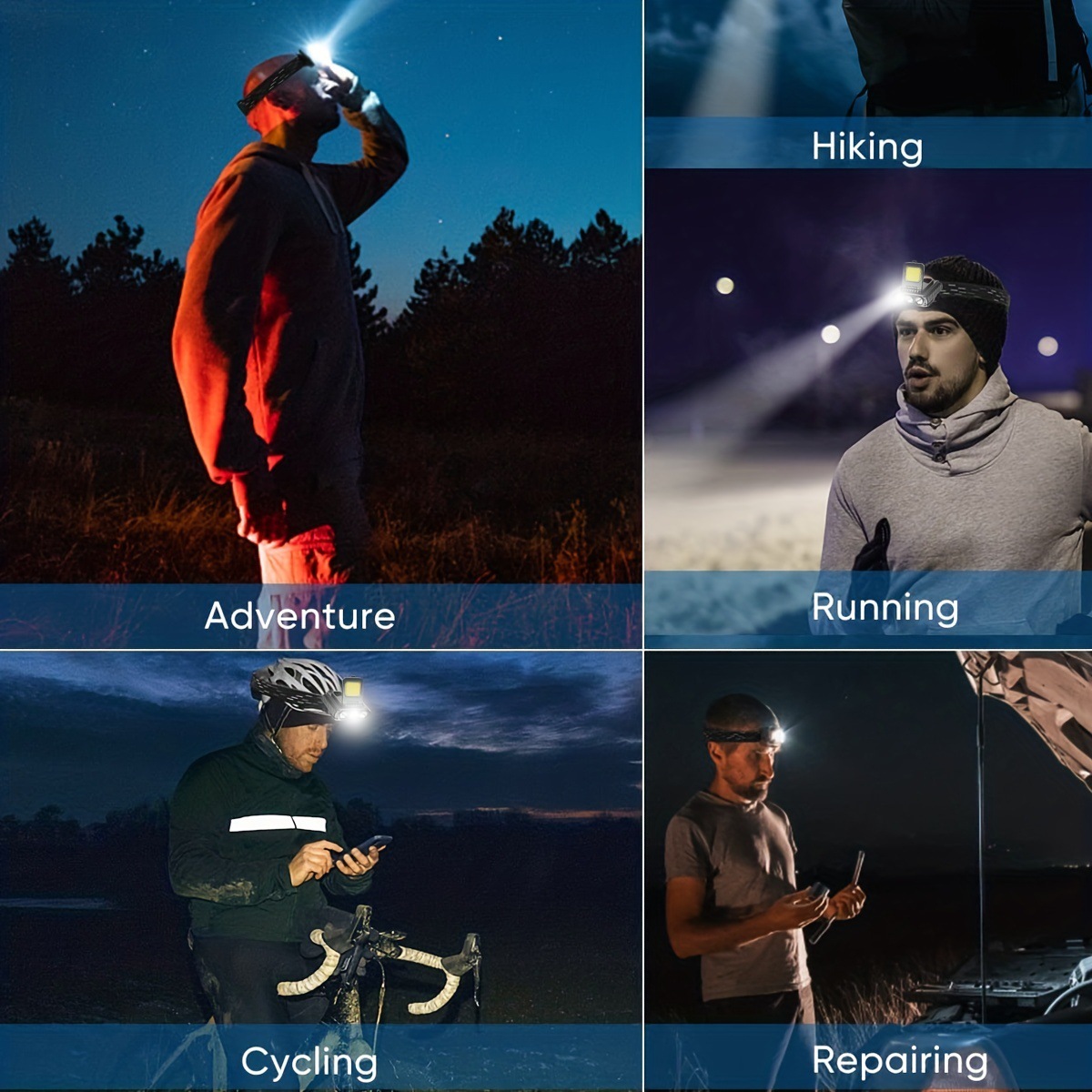 New cross-border hand-waving charging sensor headlamp, USB charging long-range headlamp, COB outdoor lighting, night fishing lamp pic 9