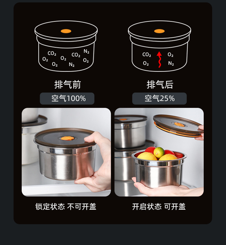 304 stainless steel fresh-keeping box, draining vegetable and fruit basket, outdoor sealed refrigerator with lid, food-grade freezer box pic 8