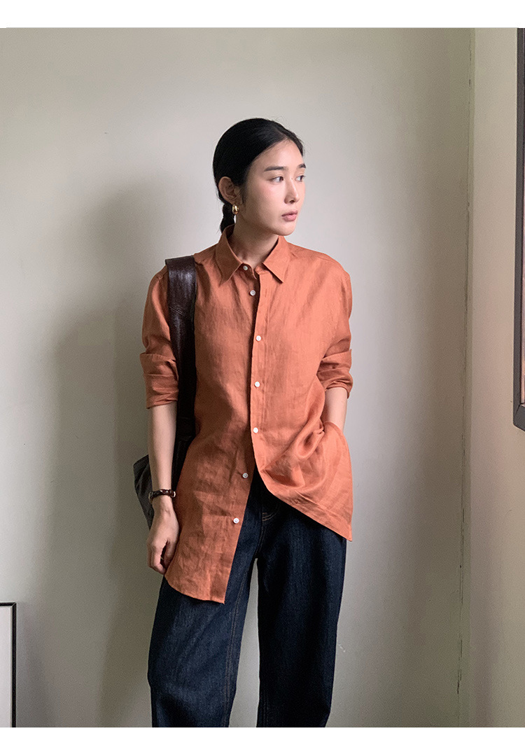 clean 慵懒舒适亚麻衬衣女2025十三行春季新款韩版时装衬衫 52271详情43