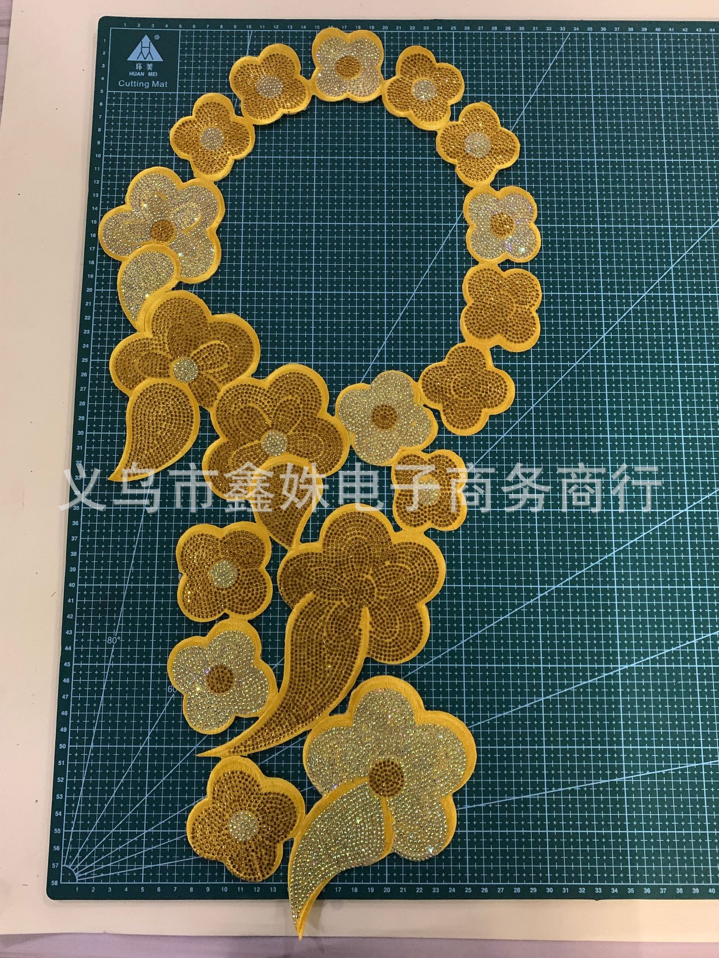 Multi-color adhesive full diamond collar flowers, multi-color large embroidered fabric stickers for stage costumes, opera and animation accessories pic 24