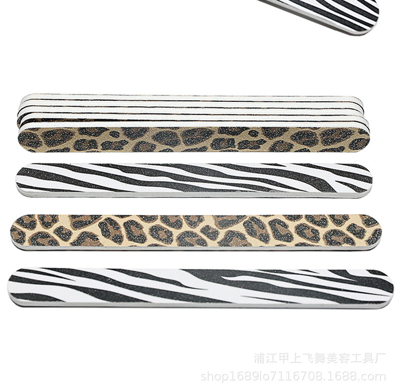 豹纹花挫指甲锉磨指甲砂条修美甲用搓条抛光打磨条海绵挫条具套装详情9